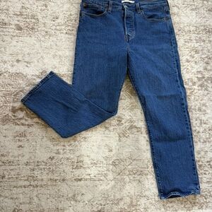 Levi's Premium Women's Wedgie Straight Button Fly Cropped Jeans Blue Sz 31 NWOT